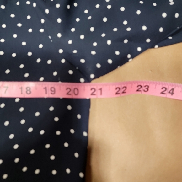 Loft Size SP Navy Blue & White Polka Dot Boatneck Blouse, Excellent Used Cond. - Picture 8 of 13